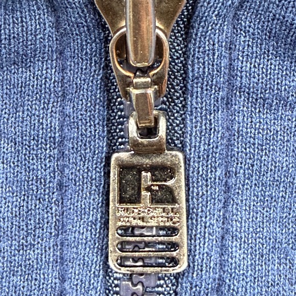 Vintage Russell Athletic Quarter Zip Sweatshirt USA Navy Blue XXL 90s - Picture 6 of 8